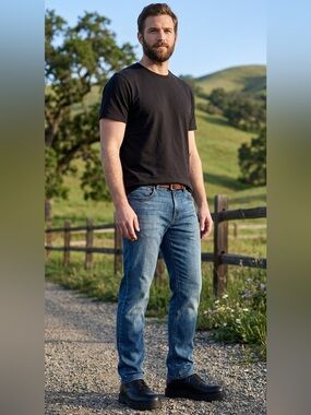 Hudson Byron Straight Leg Jeans | Classic Mid Rise Blue Faded Denim‎ Size 38
